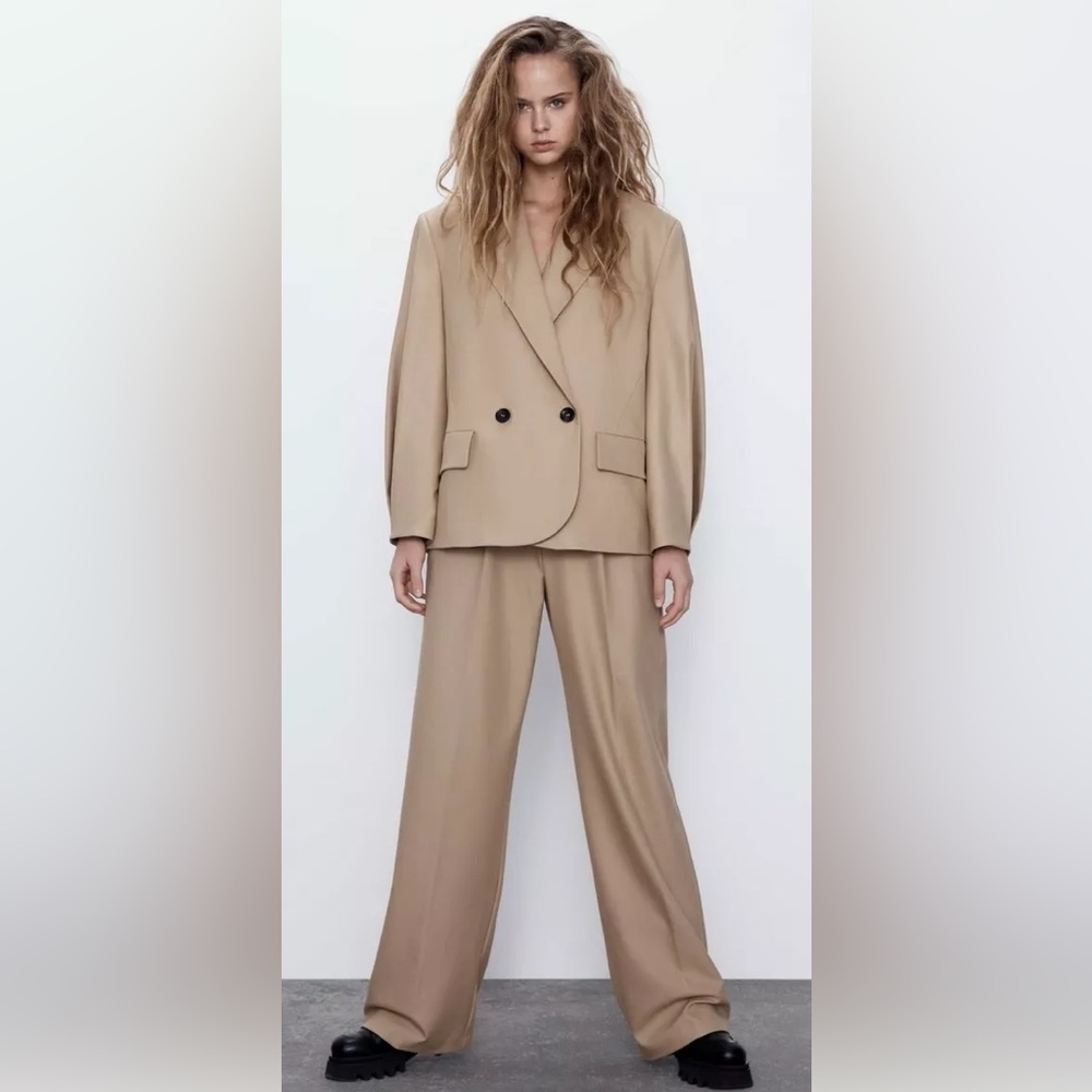 Zara Pleated Sleeve Blazer